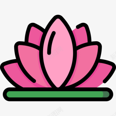莲花印度2线形颜色图标图标