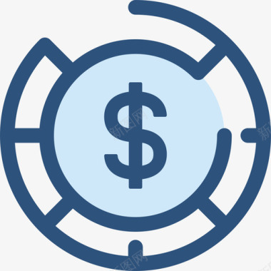 美元货币元素2蓝色图标图标