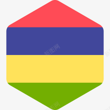 毛里求斯国际国旗2六边形图标图标