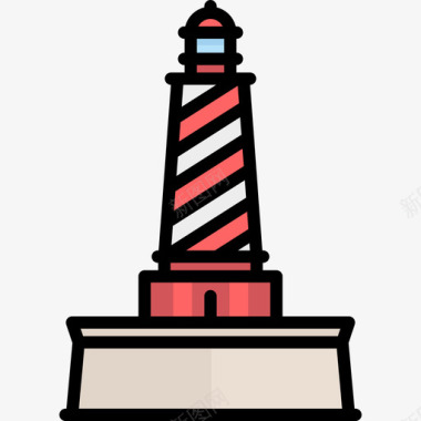 导航灯塔3线性颜色图标图标