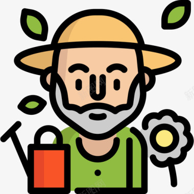 园丁职业和工作3线性颜色图标图标