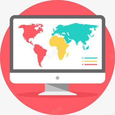 世界地图网页开发和搜索引擎优化3平面图标图标