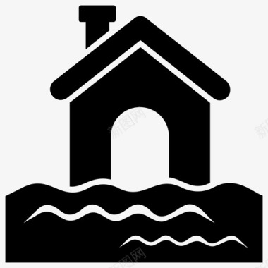 被淹房屋房屋建筑水损害图标图标