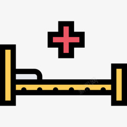 牙科病床病床医疗和牙科彩色图标高清图片
