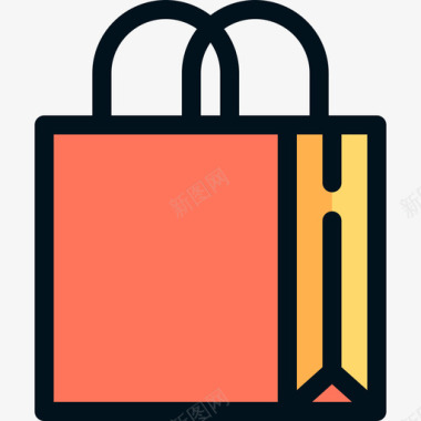 印花购物袋印花3线性颜色图标图标
