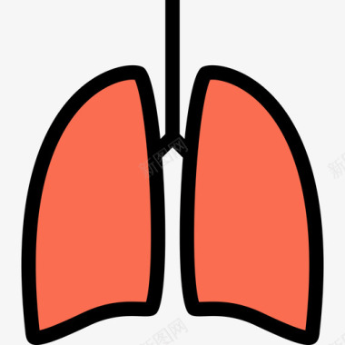 鸡肺肺医学和牙科颜色图标图标