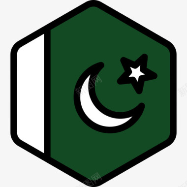 六边形图案巴基斯坦旗帜收藏5六边形图标图标