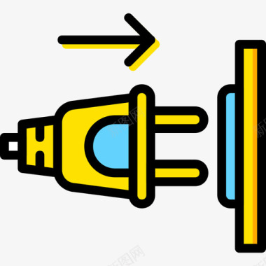 带插头插头连接器电缆4黄色图标图标