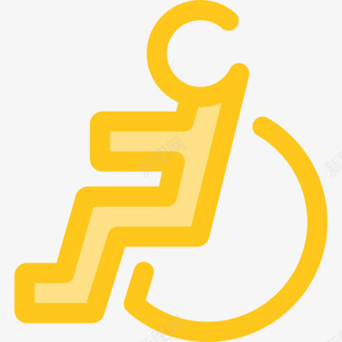 轮椅健康和医疗8黄色图标图标