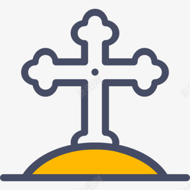 十字架十字架复活节5线形颜色图标图标