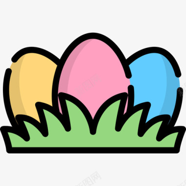 复活节彩蛋复活节14线形颜色图标图标