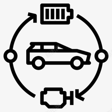 动力街区混合动力汽车发动机燃料图标图标