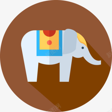 大象印度4平坦图标图标