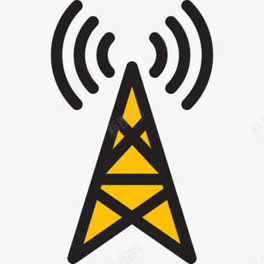 通信天线通信和媒体7线颜色图标图标