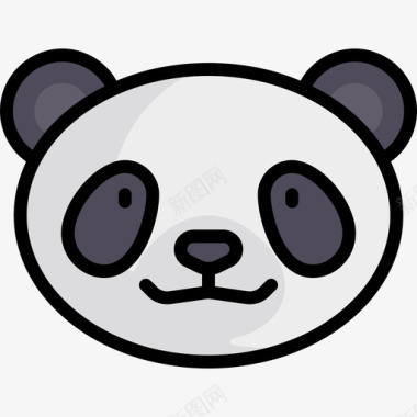 熊猫中国5线性颜色图标图标