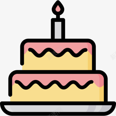 生日蛋糕生日2线性颜色图标图标