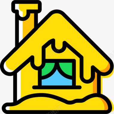 小屋冬季黄色图标图标