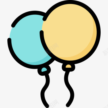 气球生日2线性颜色图标图标