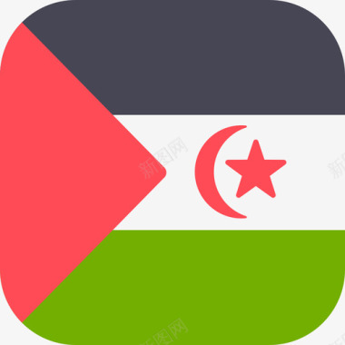 阿拉伯撒哈拉民主共和国国际国旗3面圆形方形图标图标