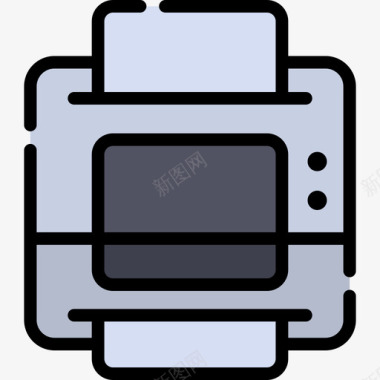 打印机电子和网络元素集合2线性颜色图标图标