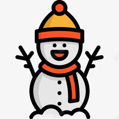 彩绘圣诞雪人雪人圣诞35线性颜色图标图标