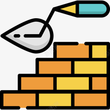 砖墙16号结构线性颜色图标图标