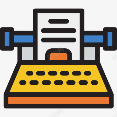 彩色枫叶素材打字机通信36线型彩色图标图标