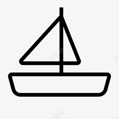 三色海运船船帆船海运图标图标
