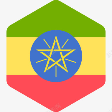 埃塞俄比亚国际国旗2六边形图标图标