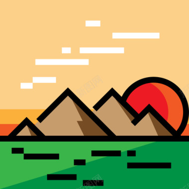 山风景25线性颜色图标图标