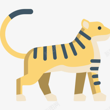 老虎动物27扁平图标图标