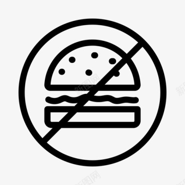 垃圾食品汉堡禁止图标图标