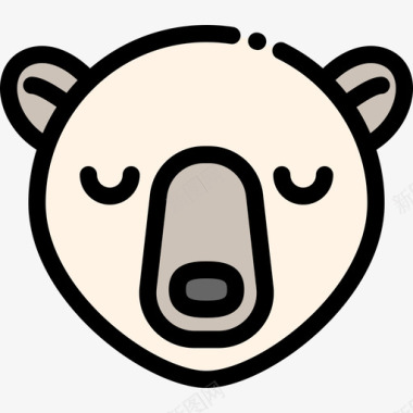 北极熊动物30线形颜色图标图标