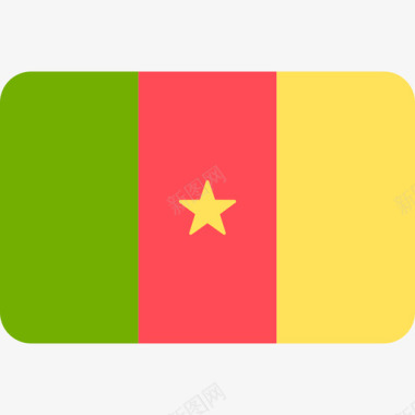 喀麦隆国际国旗6圆形矩形图标图标