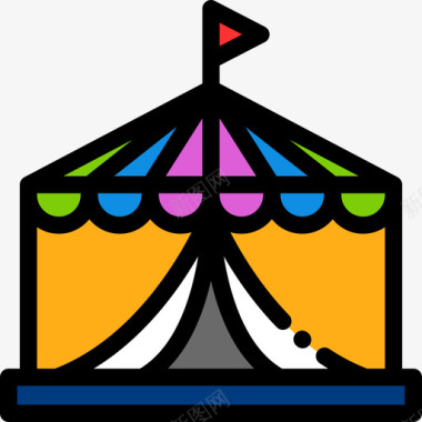 马戏团城市元素7线条色彩图标图标