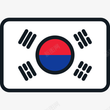 圆形UI韩国国旗系列4圆形矩形图标图标