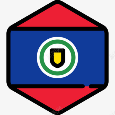 伯利兹旗帜系列5六角形图标图标