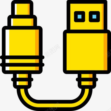 黄色躺椅Usb连接器电缆4黄色图标图标