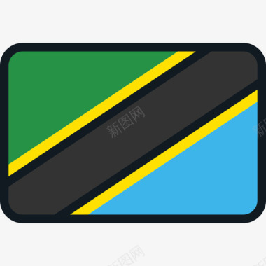 4K图标坦桑尼亚旗帜收集4圆角矩形图标图标