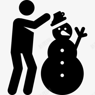 圣诞雪人雪人圣诞象形图填充图标图标