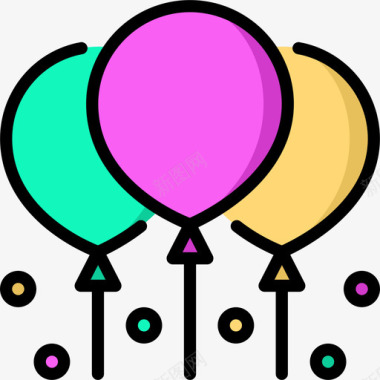 气球狂欢节2线性颜色图标图标