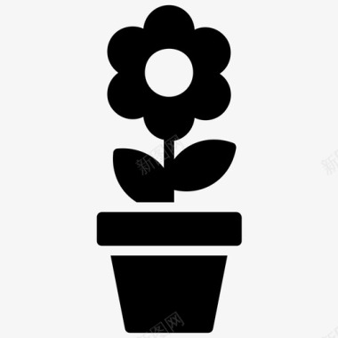雏菊花盆盆栽植物图标图标