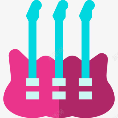颈骨多颈吉他乐器9扁平图标图标