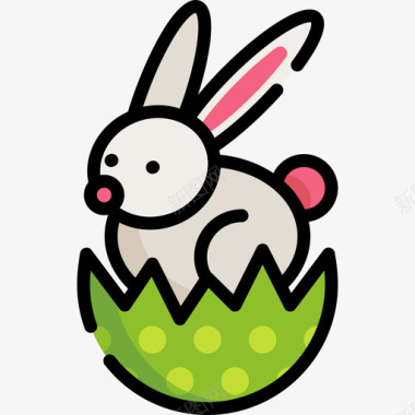 复活节彩蛋复活节兔子复活节8线性颜色图标图标