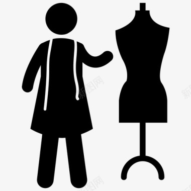 服装师裁缝职业字形图标图标