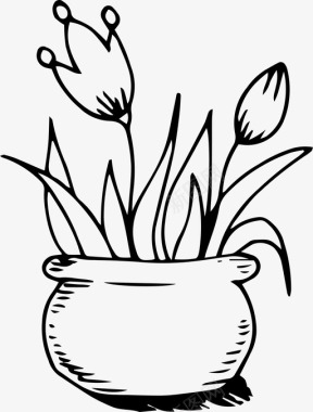 家里的花花盆花园图标图标