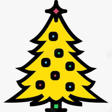 圣诞树冬天黄色图标图标