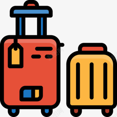 旅行箱暑假2线性颜色图标图标