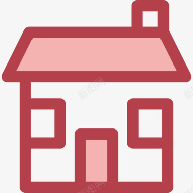 房子城市9红色图标图标