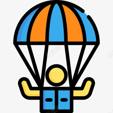 运动会徽降落伞冒险运动7线性颜色图标图标